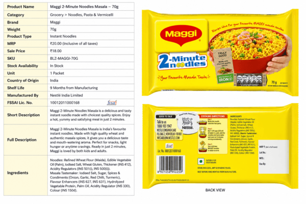 Maggi 2-Minute Masala Instant Noodles 70g