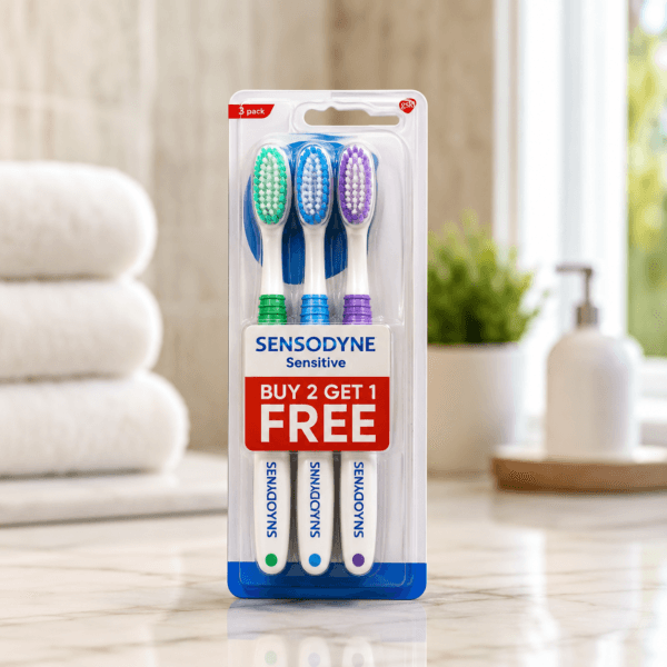 Sensodyne Sensitive Toothbrush (Buy 2 Get 1 Free) – Soft Bristles Pack of 3